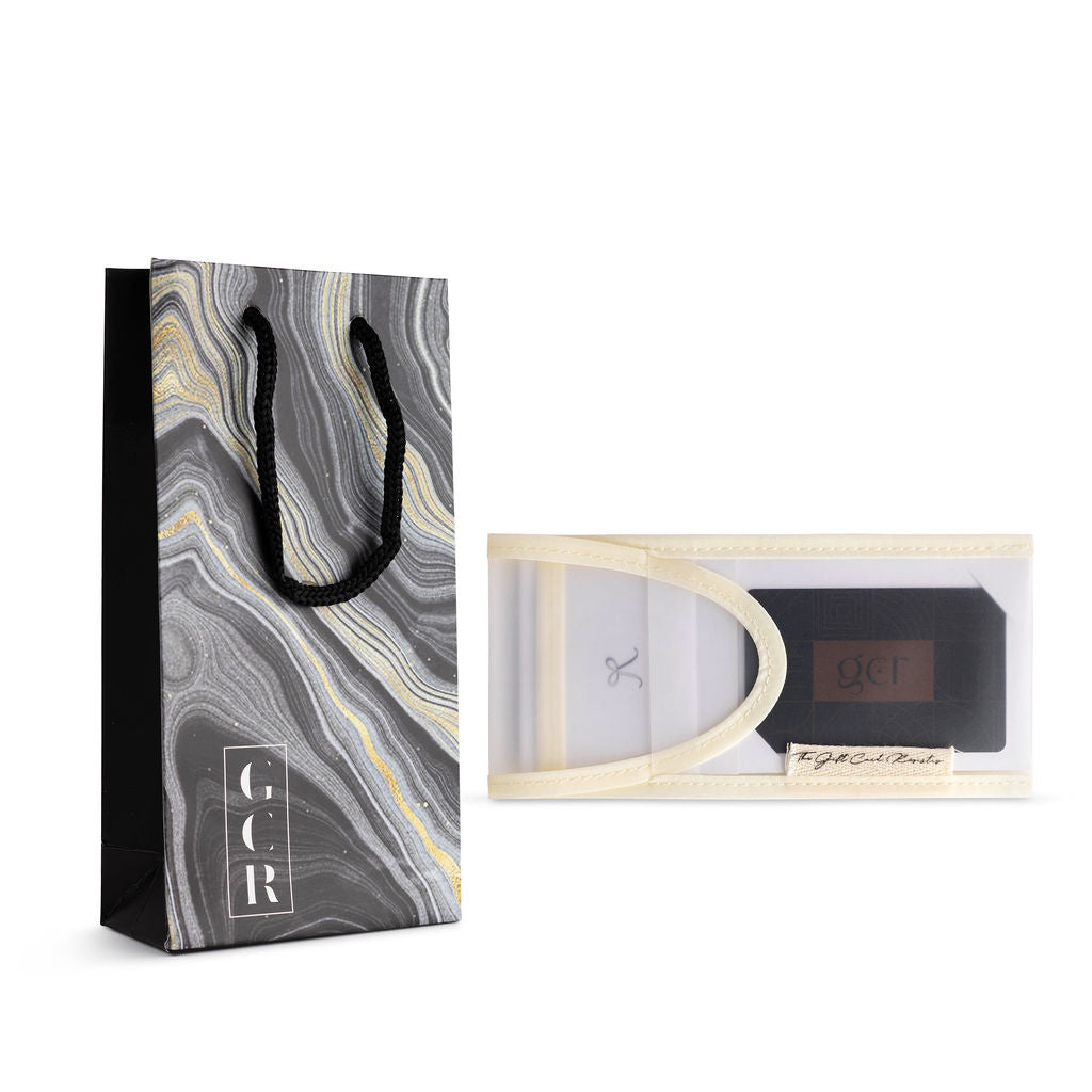 Gift Card Registry card in a clear pouch
